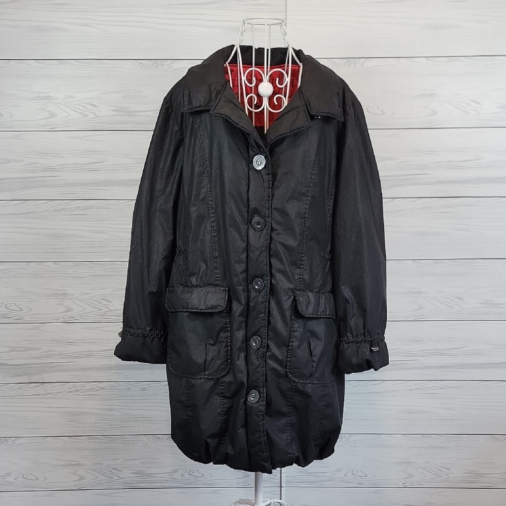 Blue Willi's Danish Black Overcoat Water Resistant Cotton Womens Size EU 40